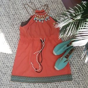 Coral embroidered Papaya tangerine dress S